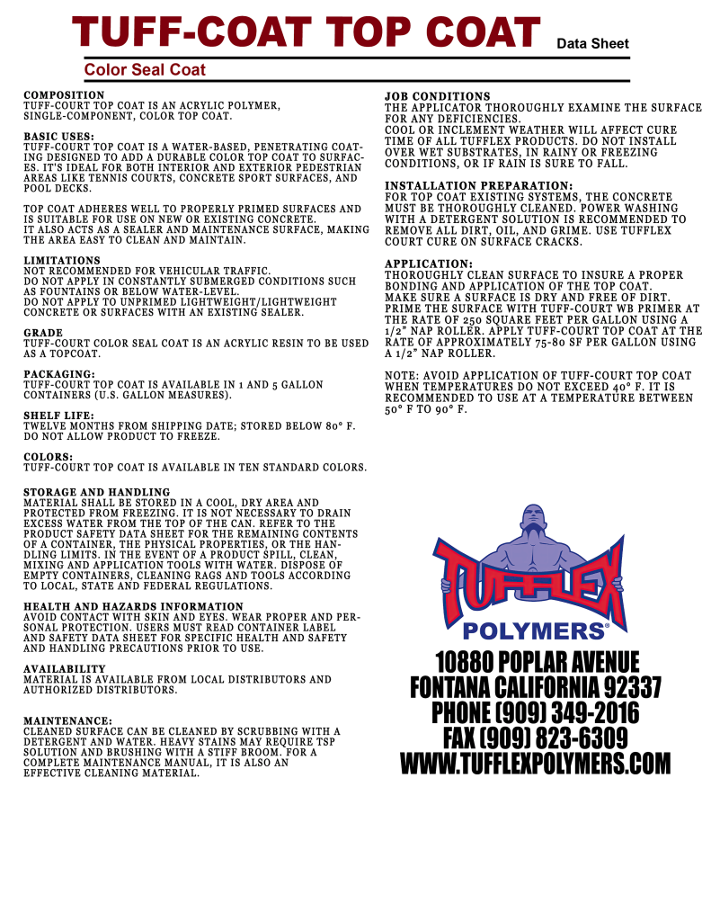 TUFF COURT TOP COAT - Tufflex Polymers